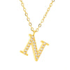 Wholesale Gold Plated Stainless Steel Geometric Letter And Number Pendant Cross Chain Necklace For Women