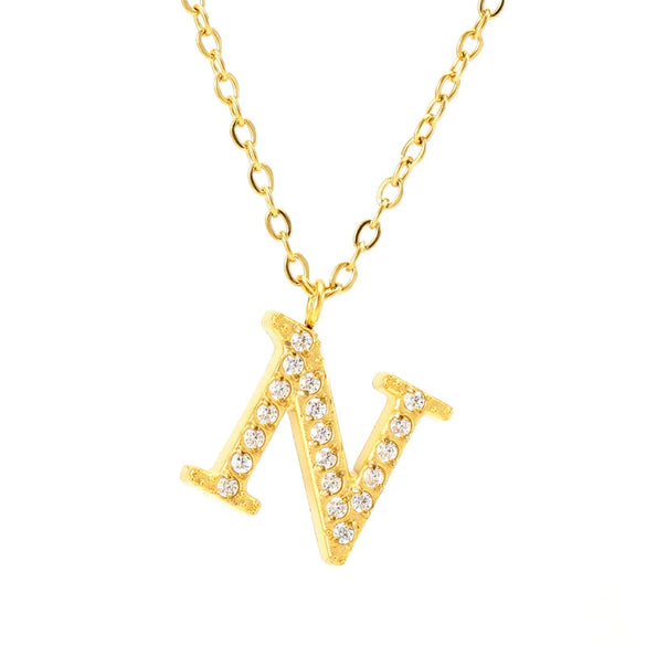 Wholesale Gold Plated Stainless Steel Geometric Letter And Number Pendant Cross Chain Necklace For Women