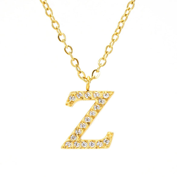 Wholesale Gold Plated Stainless Steel Geometric Letter And Number Pendant Cross Chain Necklace For Women