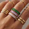 Wholesale Gold Plated Stainless Steel Geometric Shape Zircon Inlaid Ring For Women