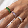 Wholesale Gold Plated Stainless Steel Geometric Shape Zircon Inlaid Ring For Women