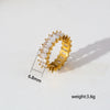 Wholesale Gold Plated Stainless Steel Geometric Shape Zircon Inlaid Ring For Women