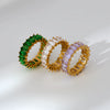 Wholesale Gold Plated Stainless Steel Geometric Shape Zircon Inlaid Ring For Women