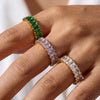 Wholesale Gold Plated Stainless Steel Geometric Shape Zircon Inlaid Ring For Women