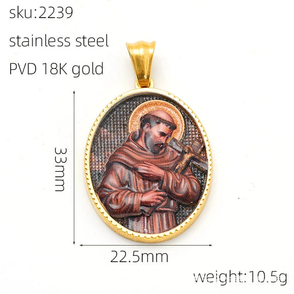 Wholesale Gold Plated Stainless Steel Ins Style Virgin Religious Portrait Person Shape Pendant Jewelry