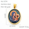 Wholesale Gold Plated Stainless Steel Ins Style Virgin Religious Portrait Person Shape Pendant Jewelry