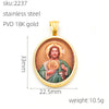 Wholesale Gold Plated Stainless Steel Ins Style Virgin Religious Portrait Person Shape Pendant Jewelry
