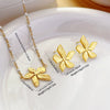 Wholesale Gold Plated Stainless Steel Irregular Geometric Flower Earrings And Necklace For Women