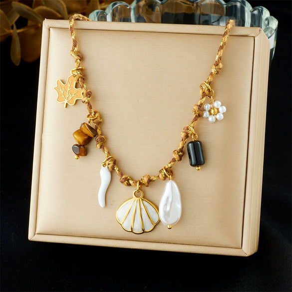 Wholesale Gold Plated Stainless Steel Marine Life And Heart Shape Star Pendant Necklace For Women