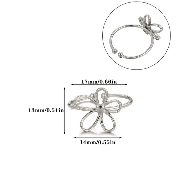 Wholesale Gold Plated Stainless Steel Mini Flower And Butterfly Ring Jewelry For Women