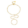 Wholesale Gold Plated Stainless Steel Women's Hand Chain Ring Bracelet Jewelry
