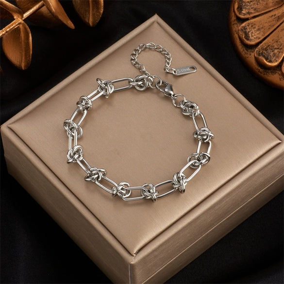Wholesale Gold Plated Titanium Steel Bracelet And Necklace Set With Heavy Metal Hip Hop Punk Style And Regular Chain Electroplated