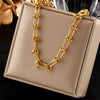 Wholesale Gold Plated Titanium Steel Bracelet And Necklace Set With Heavy Metal Hip Hop Punk Style And Regular Chain Electroplated