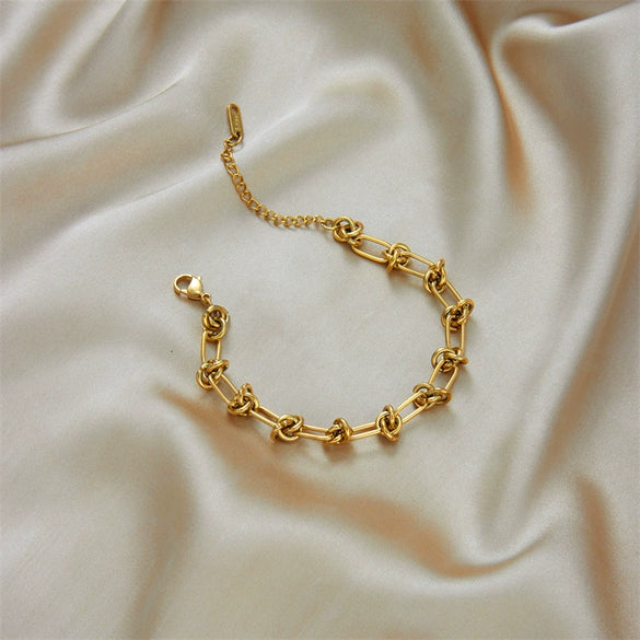 Wholesale Gold Plated Titanium Steel Bracelet And Necklace Set With Heavy Metal Hip Hop Punk Style And Regular Chain Electroplated