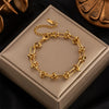Wholesale Gold Plated Titanium Steel Bracelet And Necklace Set With Heavy Metal Hip Hop Punk Style And Regular Chain Electroplated