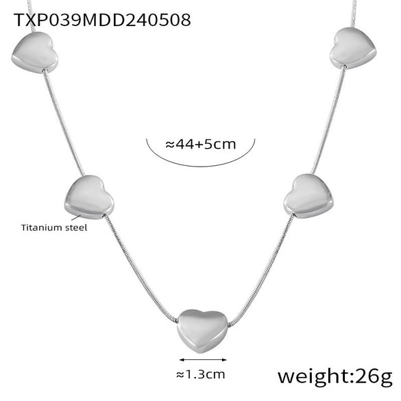 Wholesale Golden Love Beaded Light Luxury Collarbone Chain For Women Titanium Steel 18K Gold Plated Necklace Jewelry Electroplated