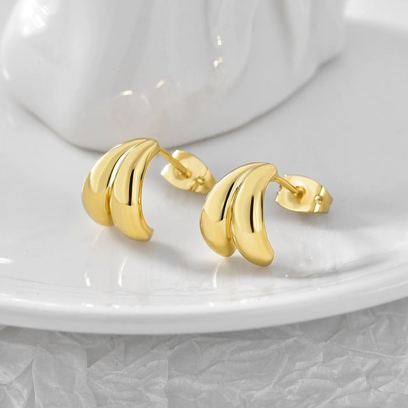 Wholesale Golden Retro Geometric Style Gold Plated Earrings