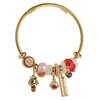 Wholesale Golden Stainless Steel Alloy Women's Bracelet With Diamond Treatment And Small Animal Pendant