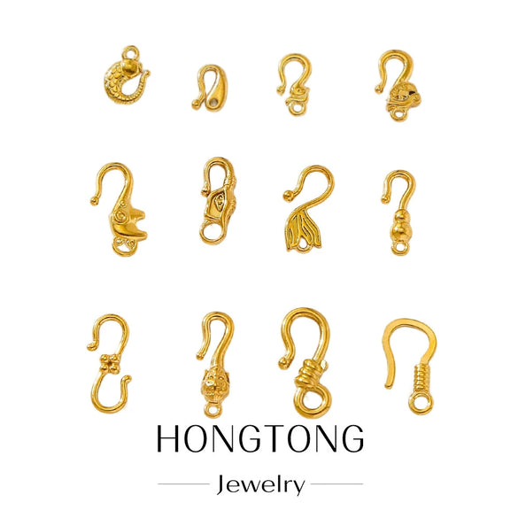 Wholesale Golden Stainless Steel Hook Buckles Geometric Handmade Diy Jewelry Connecting Buckles For Bracelets Necklaces With Electroplating
