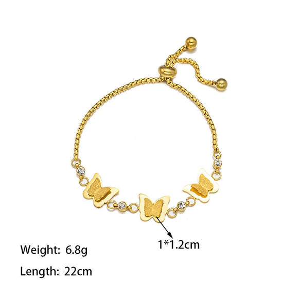 Wholesale Golden Titanium Steel Electroplated Butterfly Chain Bracelet For Women