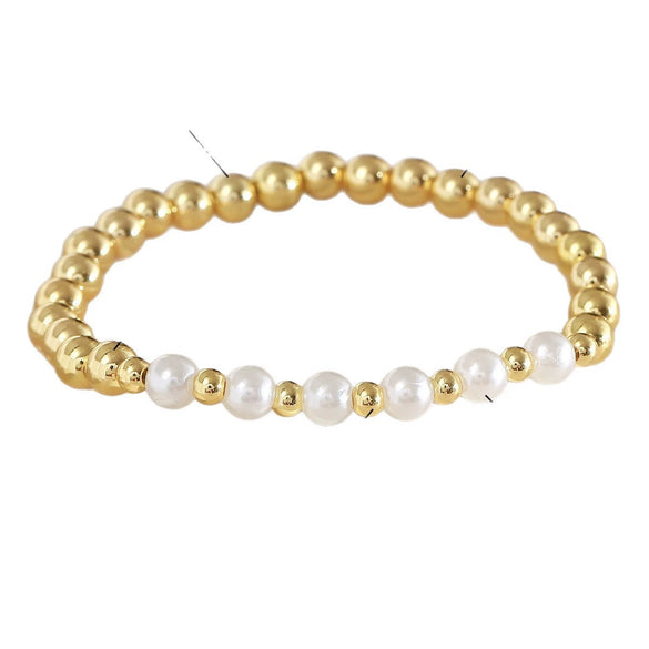Wholesale Goldplated Copper Cross Pearl Bead Bracelet Jewelry For Women And Unisex