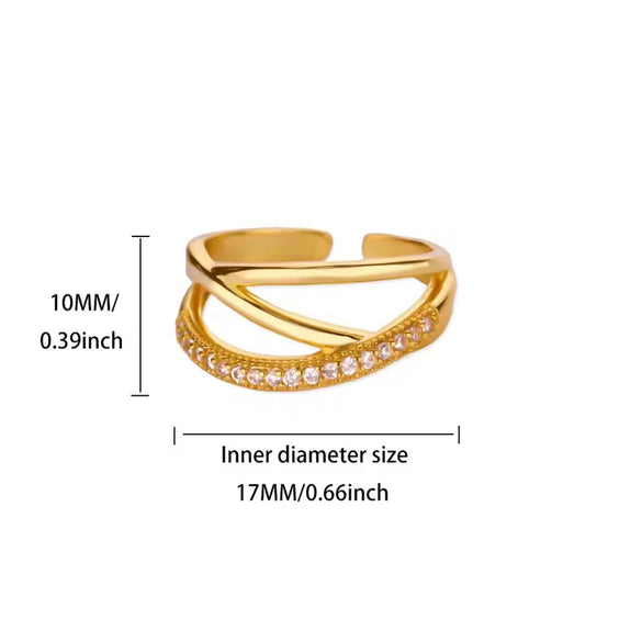 Wholesale Goldplated Copper Geometric Beltshaped Open Rings For Women With Electroplating Design