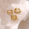 Wholesale Goldplated Copper Geometric Beltshaped Open Rings For Women With Electroplating Design