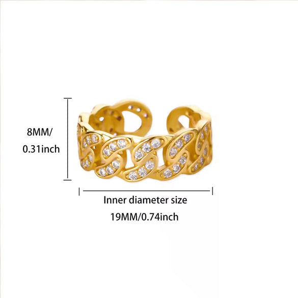 Wholesale Goldplated Copper Geometric Beltshaped Open Rings For Women With Electroplating Design