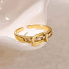 Wholesale Goldplated Copper Geometric Beltshaped Open Rings For Women With Electroplating Design