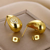 Wholesale Goldplated Copper Heart Drop Design Earrings With Geometric And Star Patterns