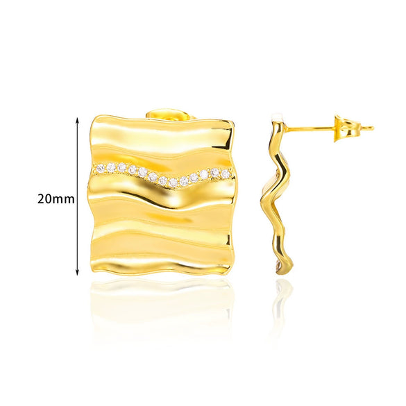 Wholesale Goldplated Copper Heart Drop Design Earrings With Geometric And Star Patterns