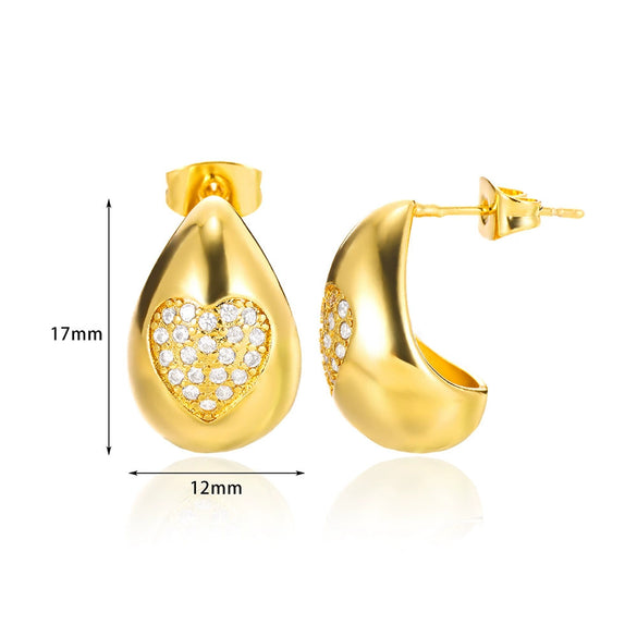 Wholesale Goldplated Copper Heart Drop Design Earrings With Geometric And Star Patterns