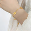 Wholesale Goldplated Daisy Flower Jewelry Set Of Necklace And Bracelet In Fresh Sweet Style Made Of Titanium Steel With Electroplating Treatment