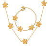 Wholesale Goldplated Daisy Flower Jewelry Set Of Necklace And Bracelet In Fresh Sweet Style Made Of Titanium Steel With Electroplating Treatment
