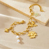 Wholesale Goldplated Flowers Pattern Stainless Steel Bracelet For Women
