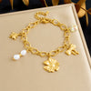 Wholesale Goldplated Flowers Pattern Stainless Steel Bracelet For Women