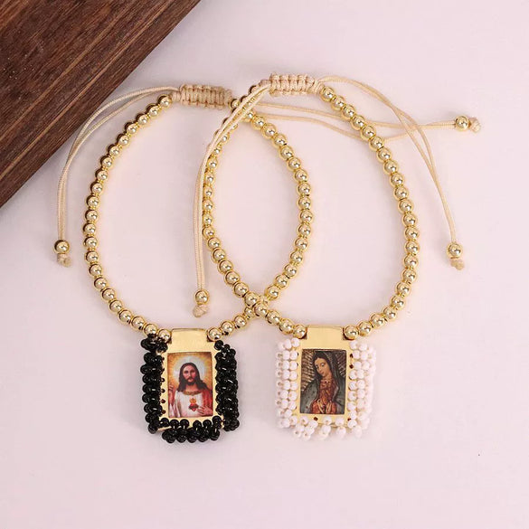 Wholesale Goldplated Geometric Beaded Adjustable Bracelet With Retro Design For Women