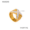 Wholesale Goldplated Geometric Titanium Steel Ring With Diamondembedded Design For Women