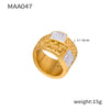 Wholesale Goldplated Geometric Titanium Steel Ring With Diamondembedded Design For Women