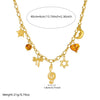 Wholesale Goldplated Medieval Style Musical Note Bow Star Moon Face Stainless Steel Pendant Necklace With Flash O Chain For Women