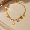 Wholesale Goldplated Medieval Style Musical Note Bow Star Moon Face Stainless Steel Pendant Necklace With Flash O Chain For Women