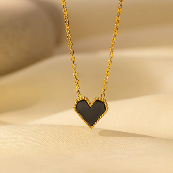 Wholesale Goldplated Retro Sweet Style Titanium Steel Women's Necklace With Peach Heart Love Water Drop And Bell Patterns