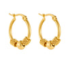 Wholesale Goldplated Round Geometric Beaded Earrings In Stainless Steel With Electroplating For Women