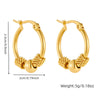 Wholesale Goldplated Round Geometric Beaded Earrings In Stainless Steel With Electroplating For Women