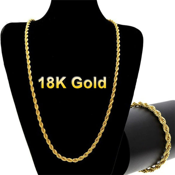 Wholesale Goldplated Simple Geometric Twisted Rope Chain Necklace For Men And Women