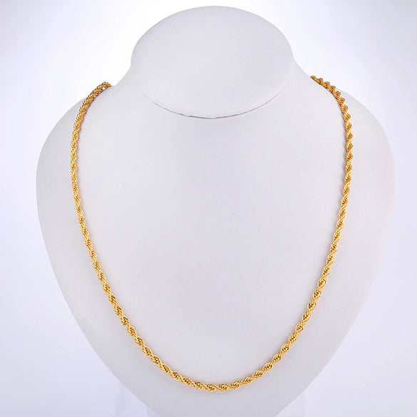 Wholesale Goldplated Simple Geometric Twisted Rope Chain Necklace For Men And Women