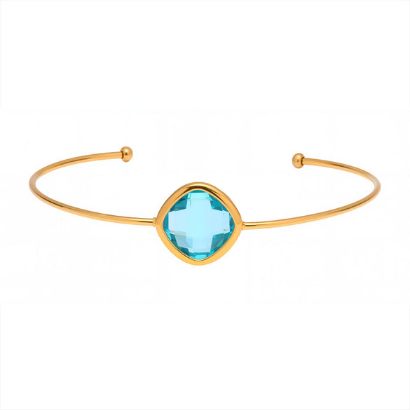 Wholesale Goldplated Stainless Steel And Czech Glass Ferris Wheel Square Inlaid Open Bracelet With Geometric Light Luxury Style