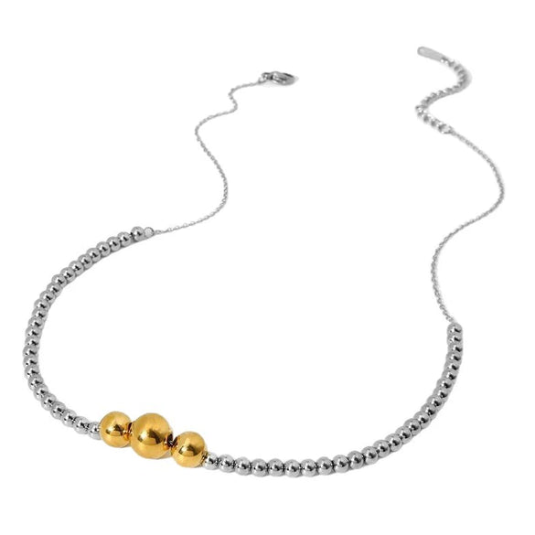 Wholesale Goldplated Stainless Steel And Titanium Steel Geometric Ball Chain Necklace For Women