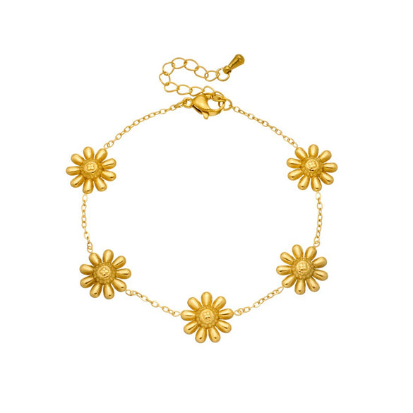 Wholesale Goldplated Stainless Steel Flower Patterned Bracelet For Women