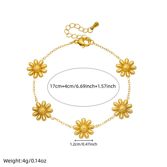 Wholesale Goldplated Stainless Steel Flower Patterned Bracelet For Women